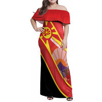 Personalised Macedonia National Day Family Matching Off Shoulder Maxi Dress and Hawaiian Shirt New Sun of Liberty Waves Style - Wonder Print Shop