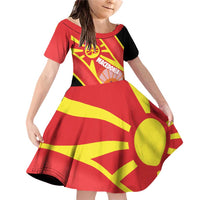 Personalised Macedonia National Day Family Matching Off Shoulder Short Dress and Hawaiian Shirt New Sun of Liberty Waves Style - Wonder Print Shop