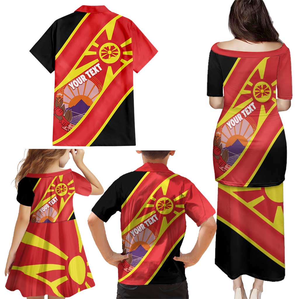 Personalised Macedonia National Day Family Matching Puletasi and Hawaiian Shirt New Sun of Liberty Waves Style - Wonder Print Shop