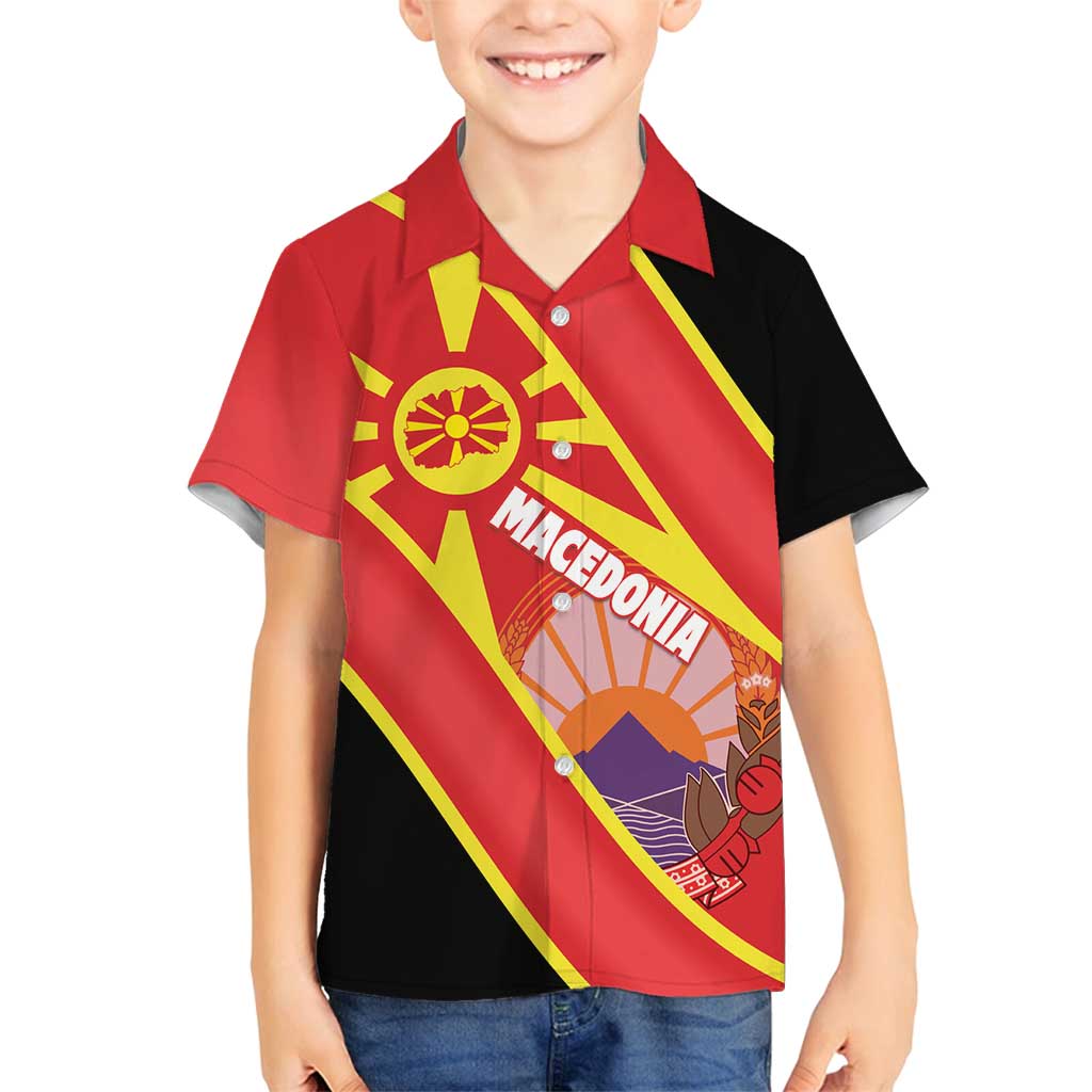 Personalised Macedonia National Day Family Matching Puletasi and Hawaiian Shirt New Sun of Liberty Waves Style - Wonder Print Shop