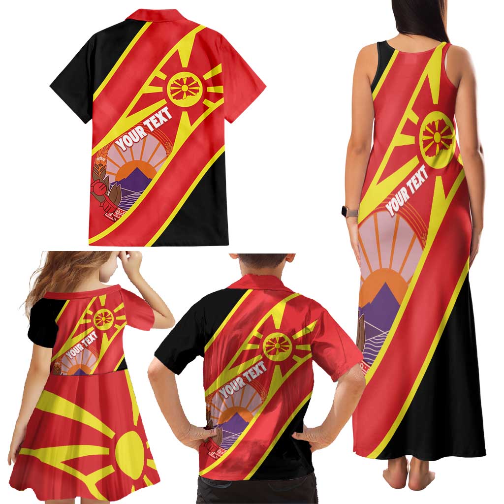 Personalised Macedonia National Day Family Matching Tank Maxi Dress and Hawaiian Shirt New Sun of Liberty Waves Style - Wonder Print Shop