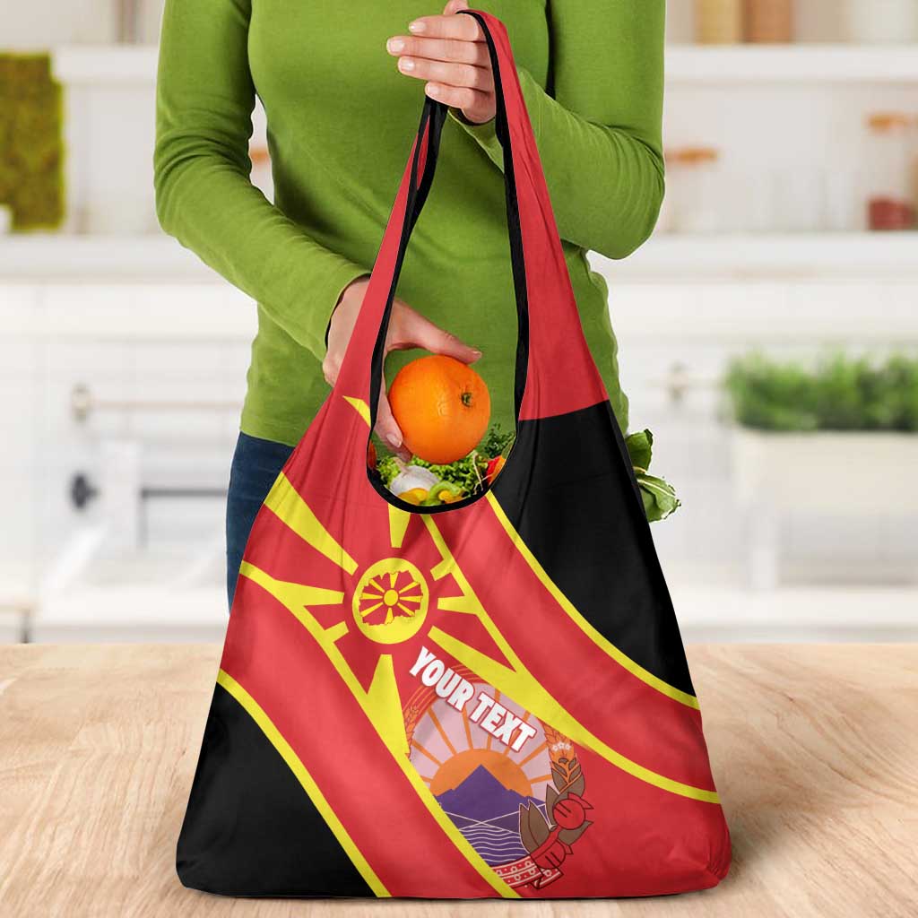 Personalised Macedonia National Day Grocery Bag New Sun of Liberty Waves Style - Wonder Print Shop