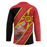 Personalised Macedonia National Day Hockey Jersey New Sun of Liberty Waves Style - Wonder Print Shop