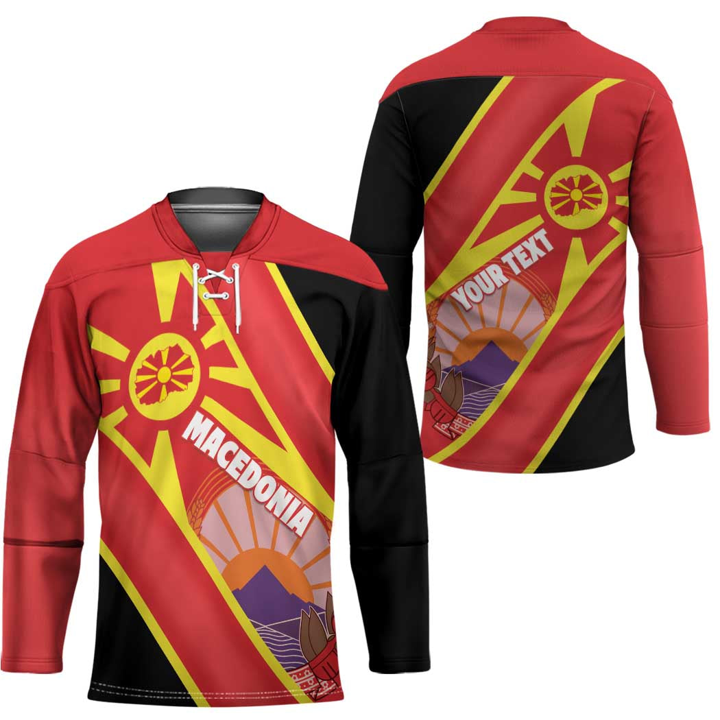 Personalised Macedonia National Day Hockey Jersey New Sun of Liberty Waves Style - Wonder Print Shop
