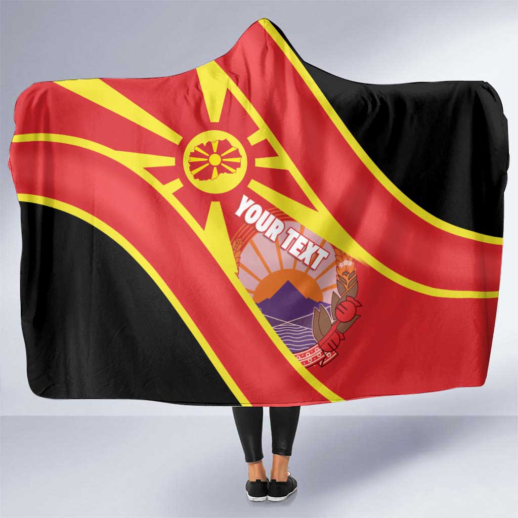 Personalised Macedonia National Day Hooded Blanket New Sun of Liberty Waves Style - Wonder Print Shop