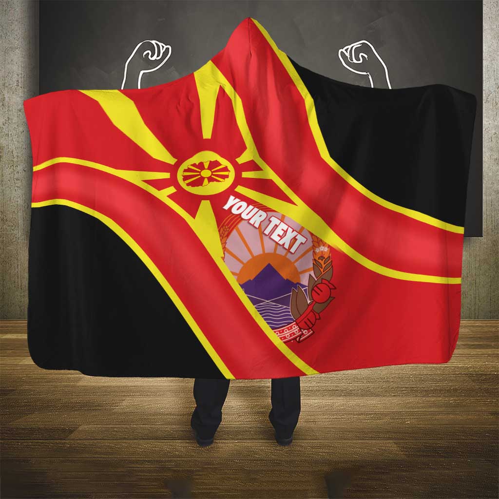 Personalised Macedonia National Day Hooded Blanket New Sun of Liberty Waves Style - Wonder Print Shop