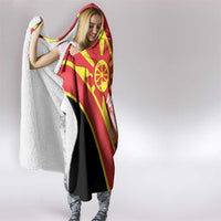 Personalised Macedonia National Day Hooded Blanket New Sun of Liberty Waves Style - Wonder Print Shop