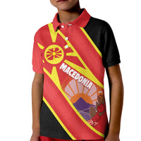 Personalised Macedonia National Day Kid Polo Shirt New Sun of Liberty Waves Style - Wonder Print Shop