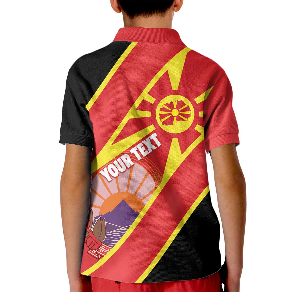 Personalised Macedonia National Day Kid Polo Shirt New Sun of Liberty Waves Style - Wonder Print Shop