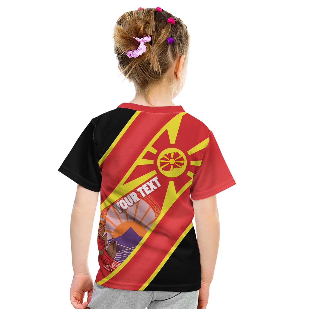 Personalised Macedonia National Day Kid T Shirt New Sun of Liberty Waves Style - Wonder Print Shop