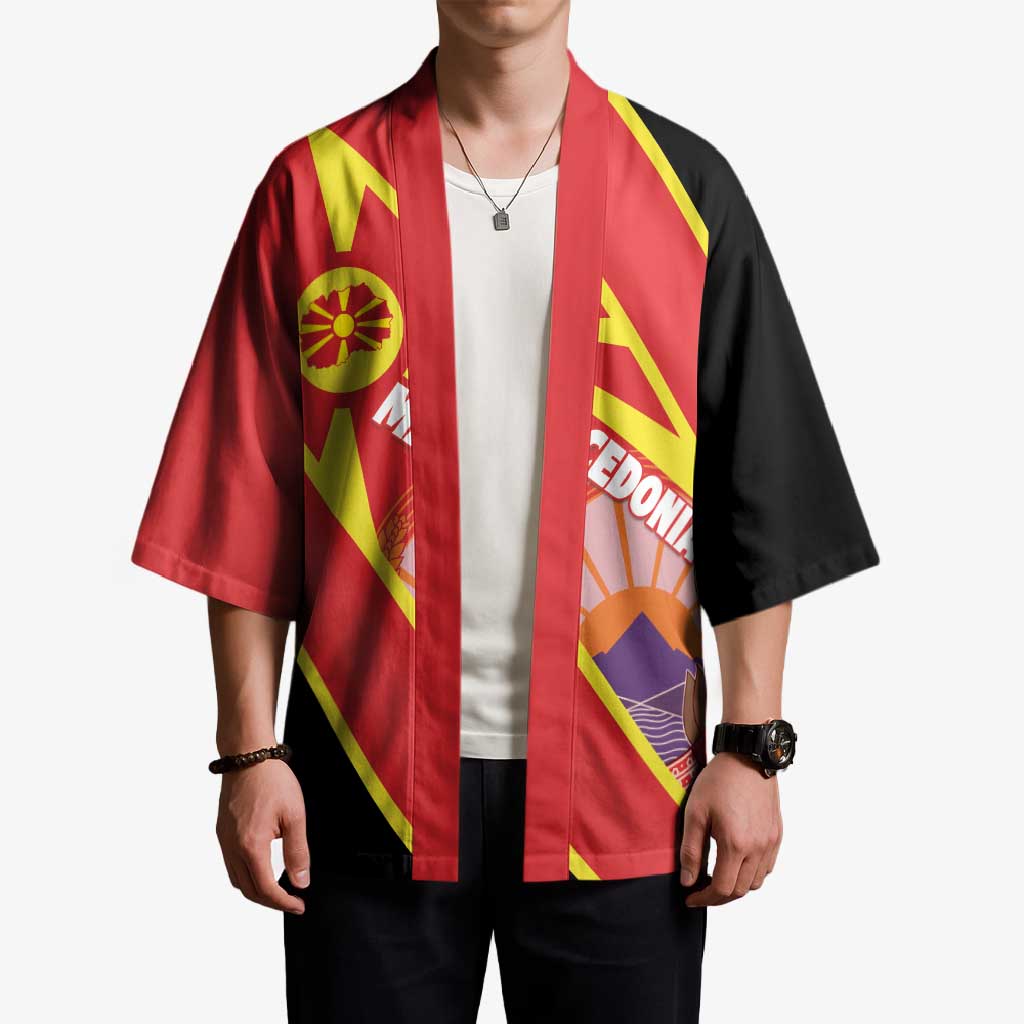 Personalised Macedonia National Day Kimono New Sun of Liberty Waves Style - Wonder Print Shop