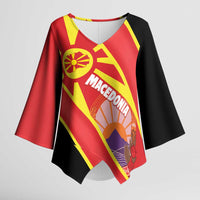 Personalised Macedonia National Day Kimono Sleeve Blouse New Sun of Liberty Waves Style - Wonder Print Shop