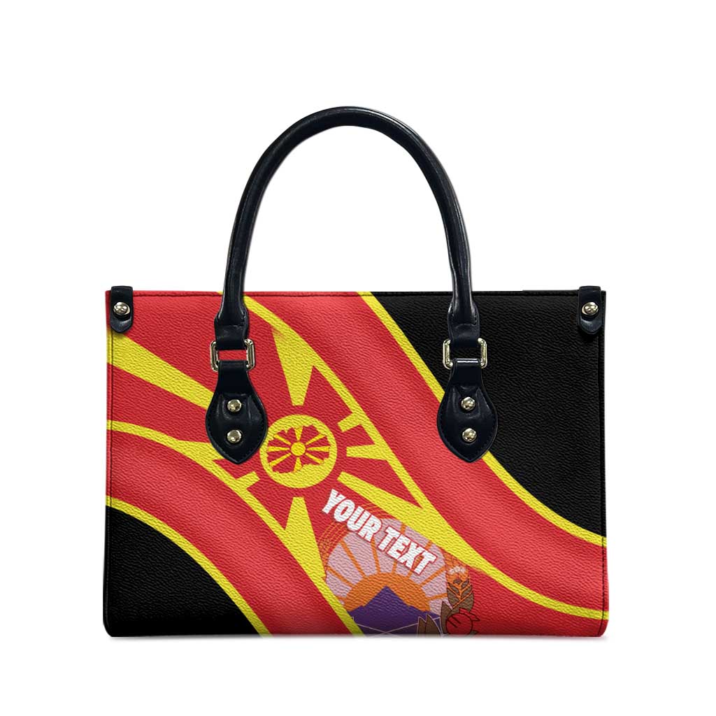 Personalised Macedonia National Day Leather Bag New Sun of Liberty Waves Style - Wonder Print Shop