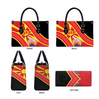 Personalised Macedonia National Day Leather Bag New Sun of Liberty Waves Style - Wonder Print Shop