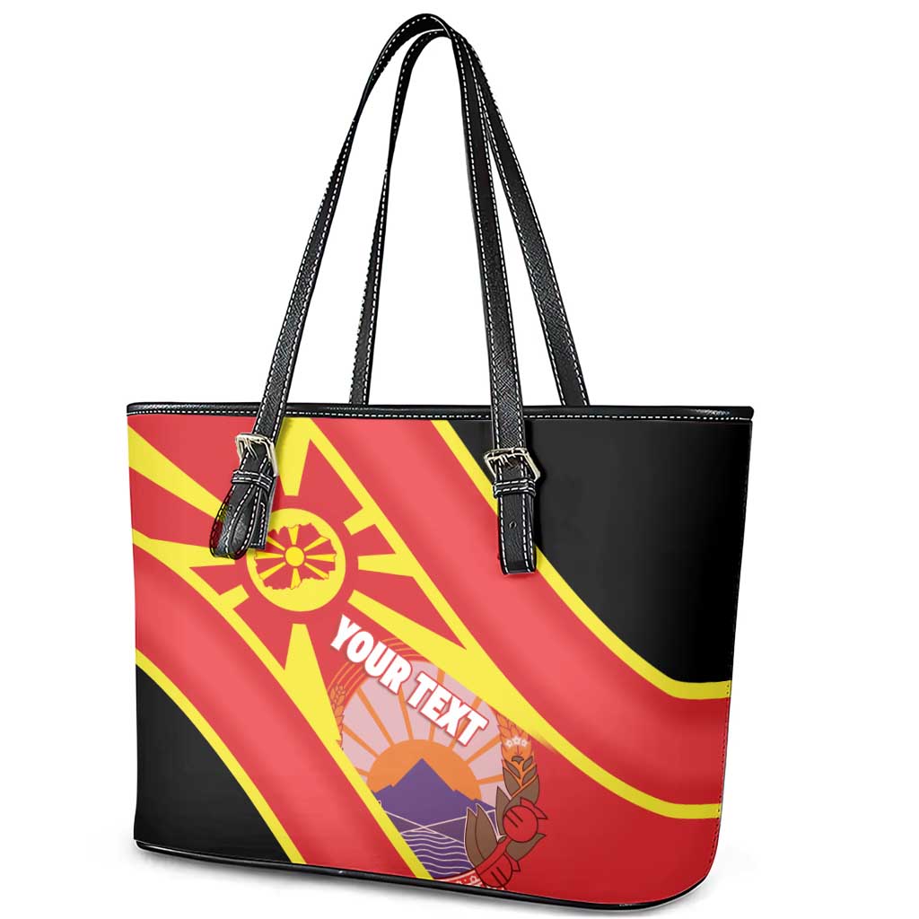 Personalised Macedonia National Day Leather Tote Bag New Sun of Liberty Waves Style - Wonder Print Shop