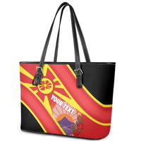 Personalised Macedonia National Day Leather Tote Bag New Sun of Liberty Waves Style - Wonder Print Shop