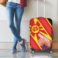 Personalised Macedonia National Day Luggage Cover New Sun of Liberty Waves Style - Wonder Print Shop