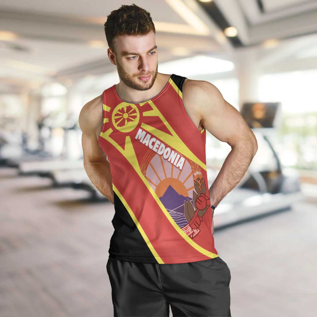 Personalised Macedonia National Day Men Tank Top New Sun of Liberty Waves Style - Wonder Print Shop