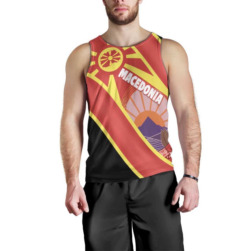 Personalised Macedonia National Day Men Tank Top New Sun of Liberty Waves Style - Wonder Print Shop