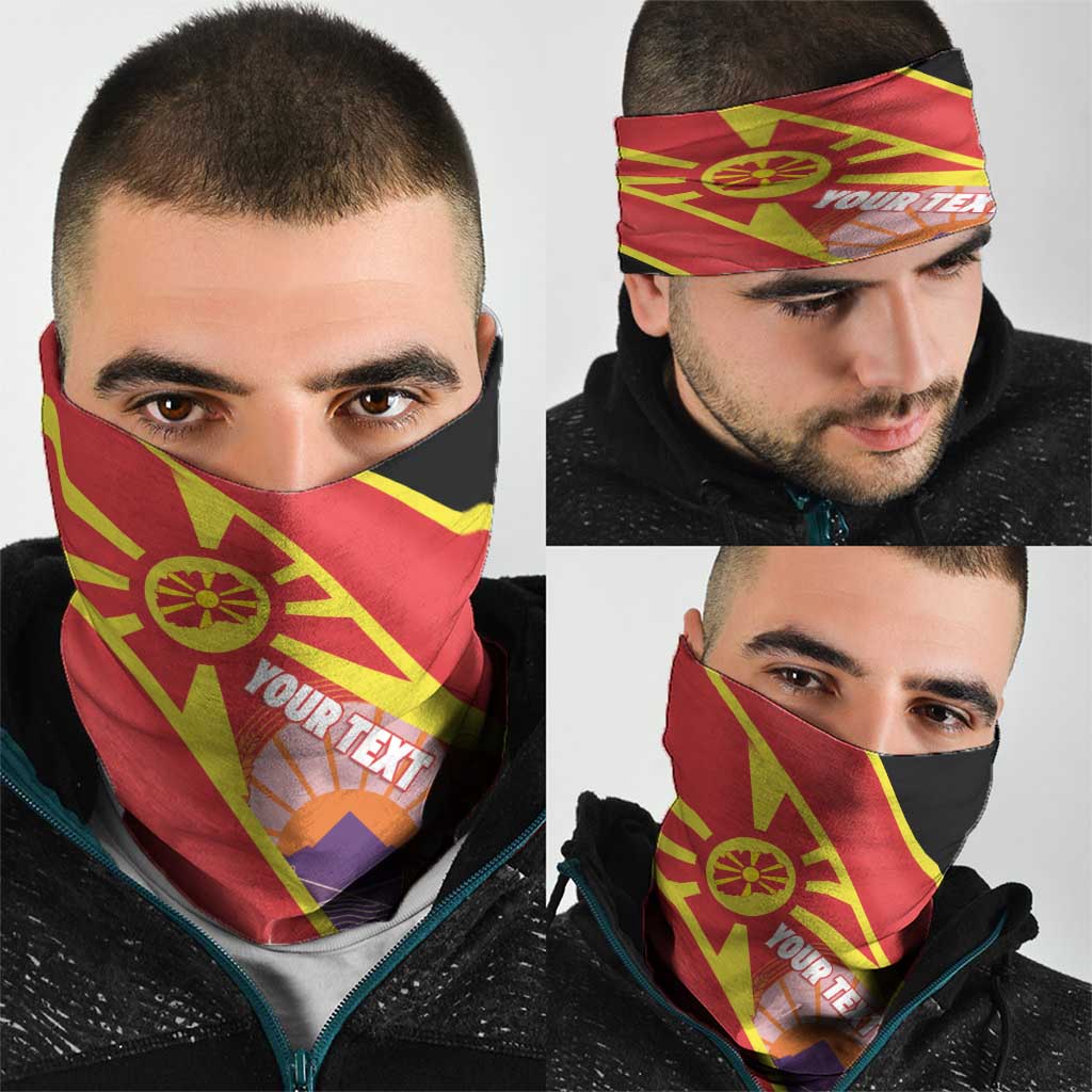 Personalised Macedonia National Day Neck Gaiter New Sun of Liberty Waves Style - Wonder Print Shop