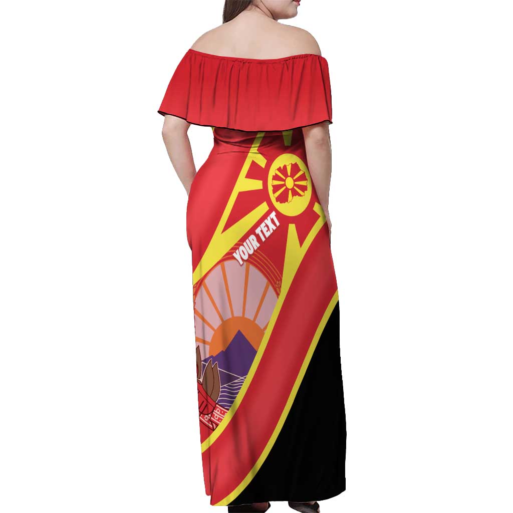 Personalised Macedonia National Day Off Shoulder Maxi Dress New Sun of Liberty Waves Style - Wonder Print Shop