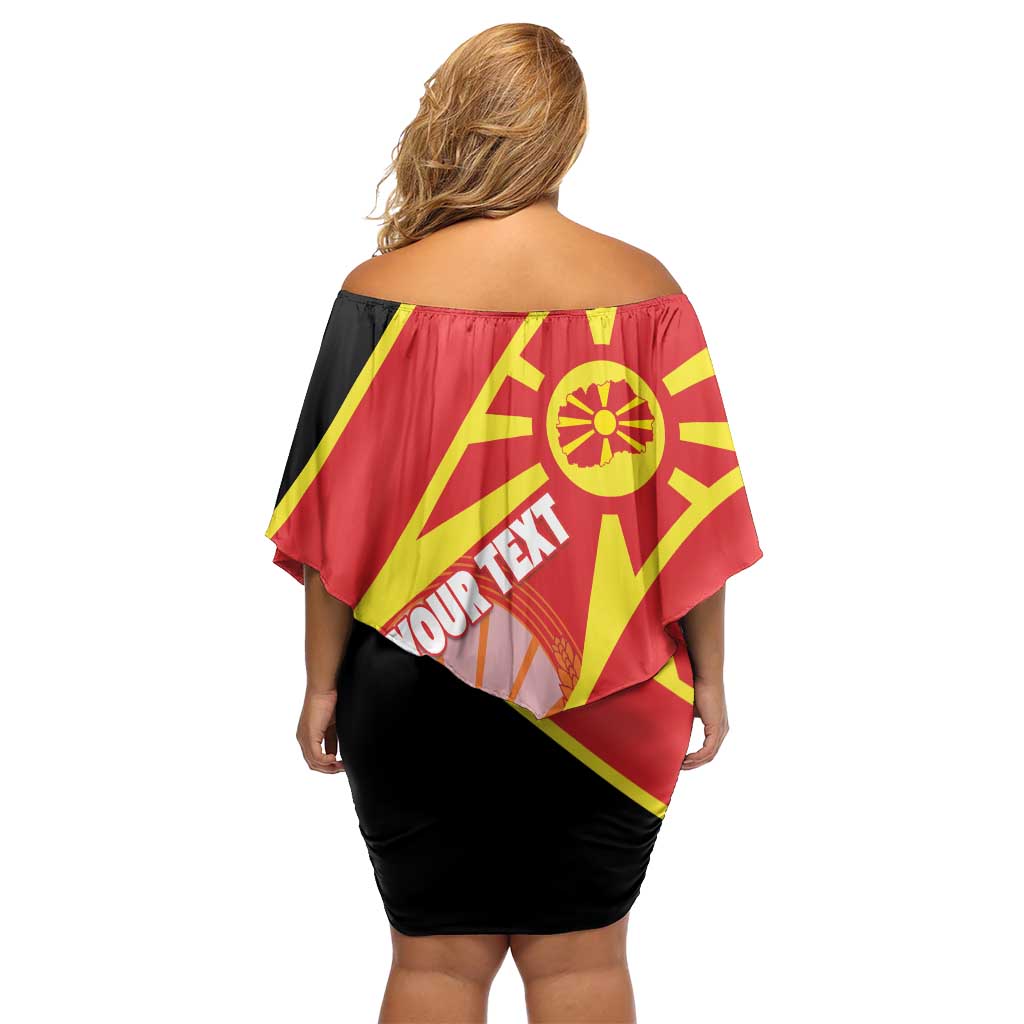Personalised Macedonia National Day Off Shoulder Short Dress New Sun of Liberty Waves Style - Wonder Print Shop
