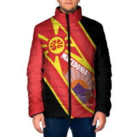 Personalised Macedonia National Day Padded Jacket New Sun of Liberty Waves Style - Wonder Print Shop