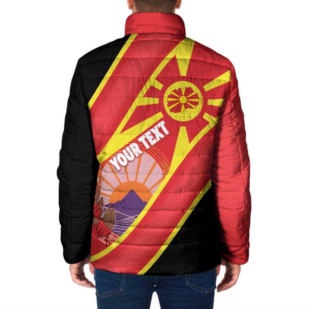 Personalised Macedonia National Day Padded Jacket New Sun of Liberty Waves Style - Wonder Print Shop