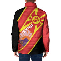Personalised Macedonia National Day Padded Jacket New Sun of Liberty Waves Style - Wonder Print Shop