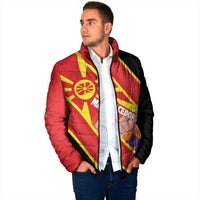 Personalised Macedonia National Day Padded Jacket New Sun of Liberty Waves Style - Wonder Print Shop