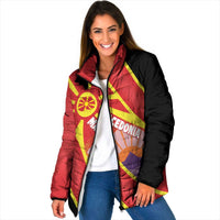 Personalised Macedonia National Day Padded Jacket New Sun of Liberty Waves Style - Wonder Print Shop