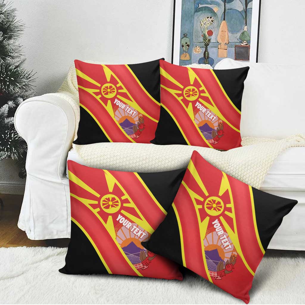 Personalised Macedonia National Day Pillow Cover New Sun of Liberty Waves Style - Wonder Print Shop