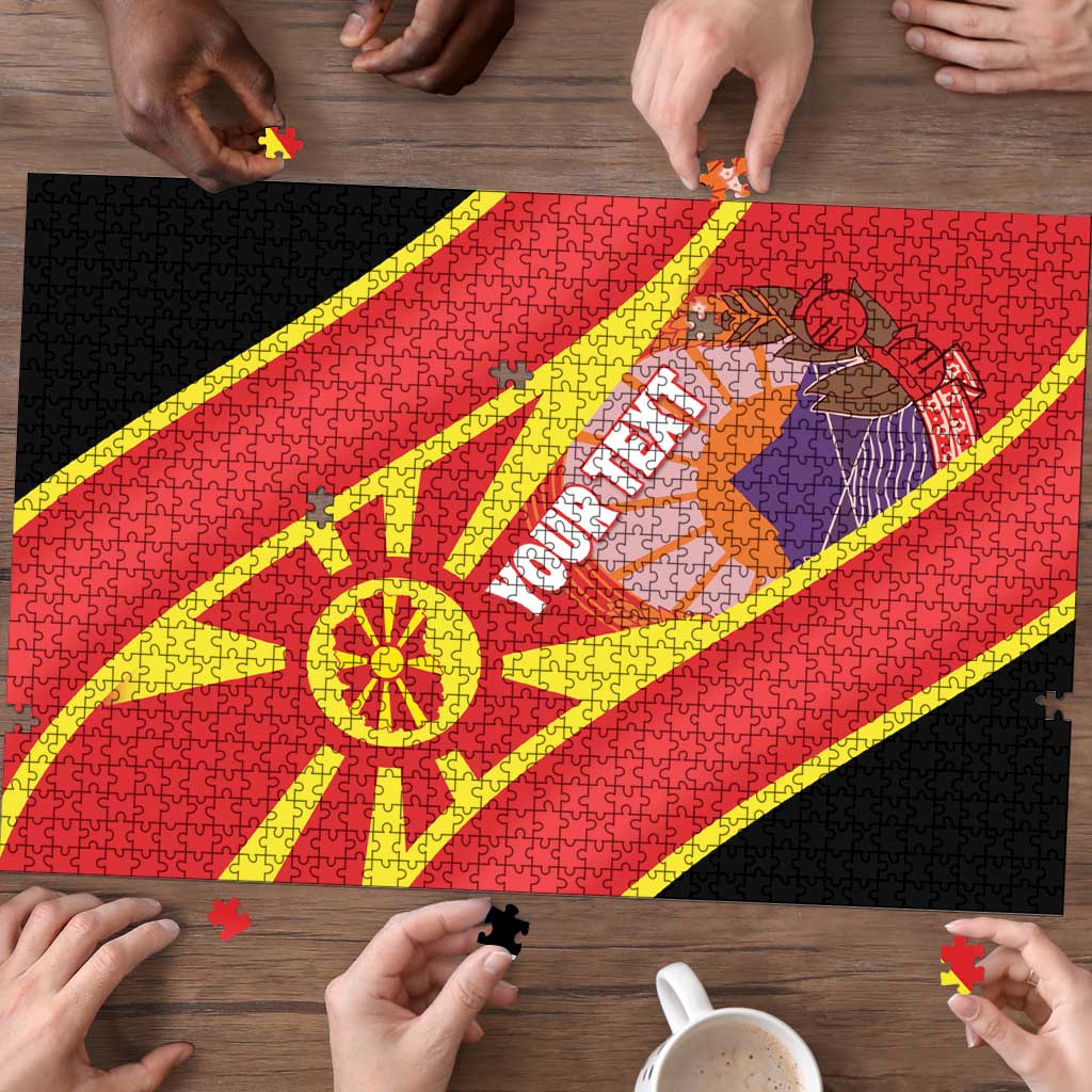 Personalised Macedonia National Day Puzzle New Sun of Liberty Waves Style - Wonder Print Shop