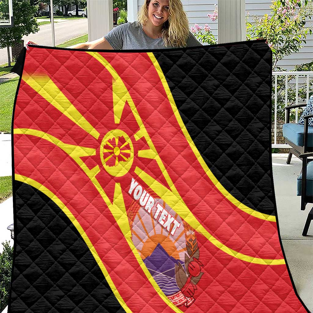 Personalised Macedonia National Day Quilt New Sun of Liberty Waves Style - Wonder Print Shop