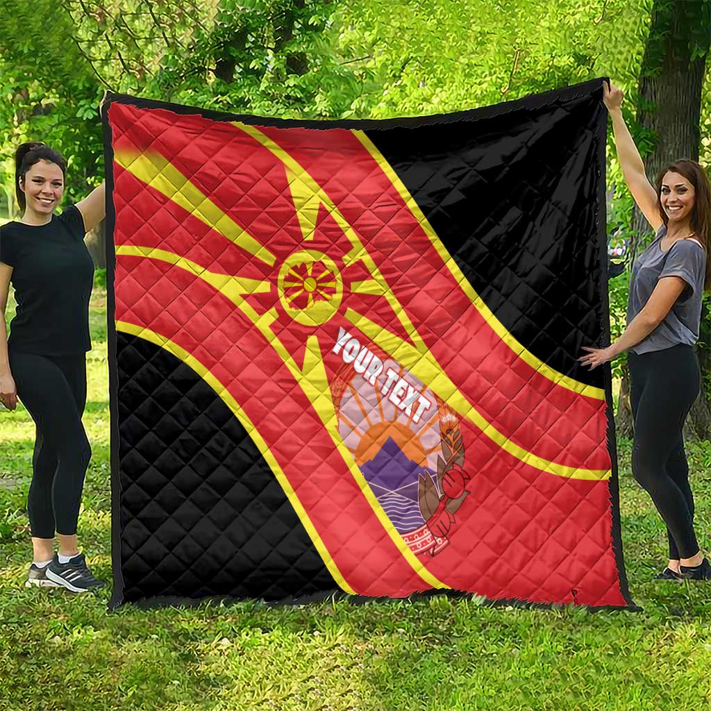 Personalised Macedonia National Day Quilt New Sun of Liberty Waves Style - Wonder Print Shop