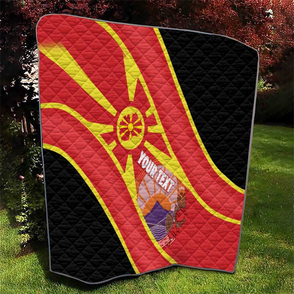Personalised Macedonia National Day Quilt New Sun of Liberty Waves Style - Wonder Print Shop