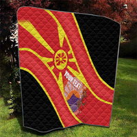 Personalised Macedonia National Day Quilt New Sun of Liberty Waves Style - Wonder Print Shop