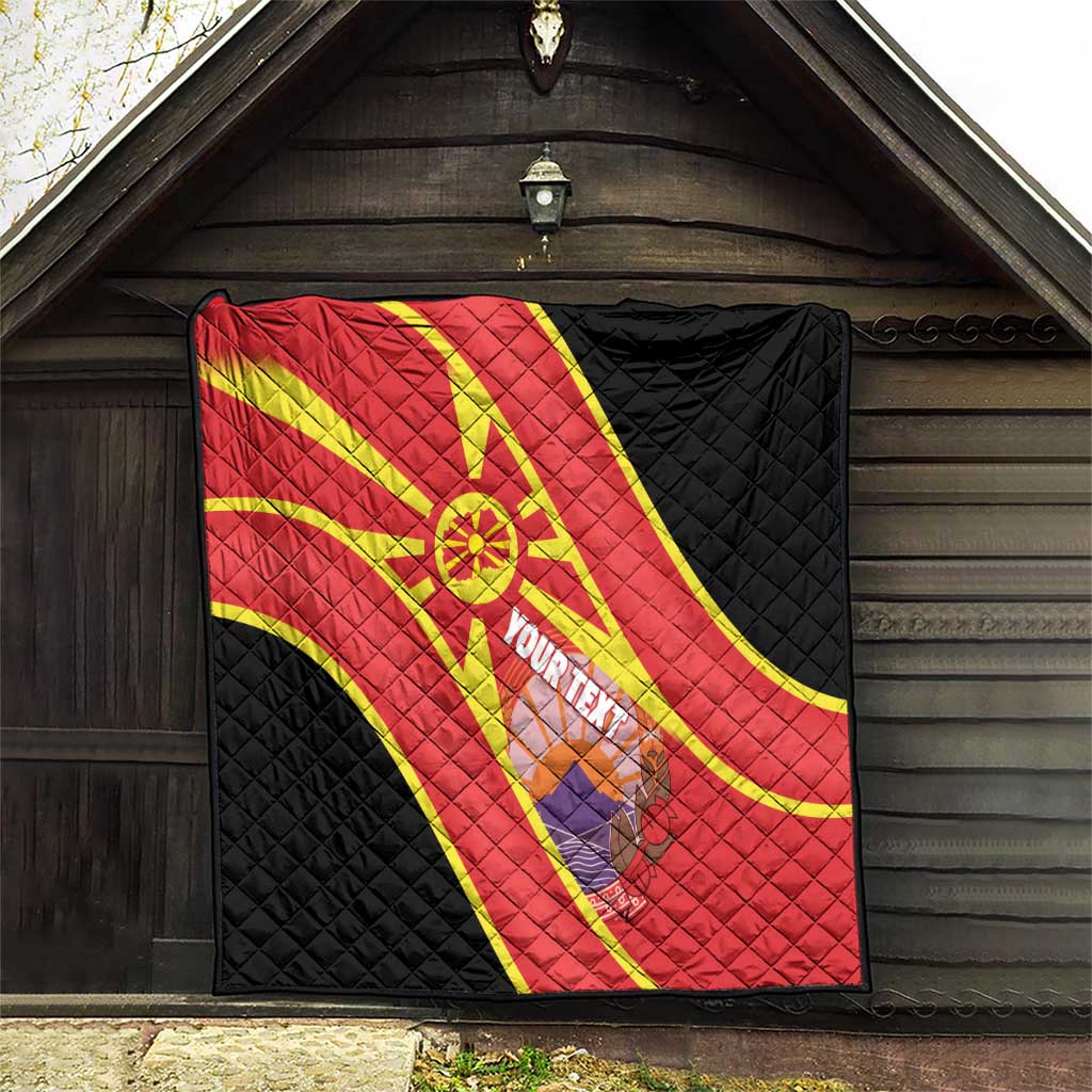 Personalised Macedonia National Day Quilt New Sun of Liberty Waves Style - Wonder Print Shop