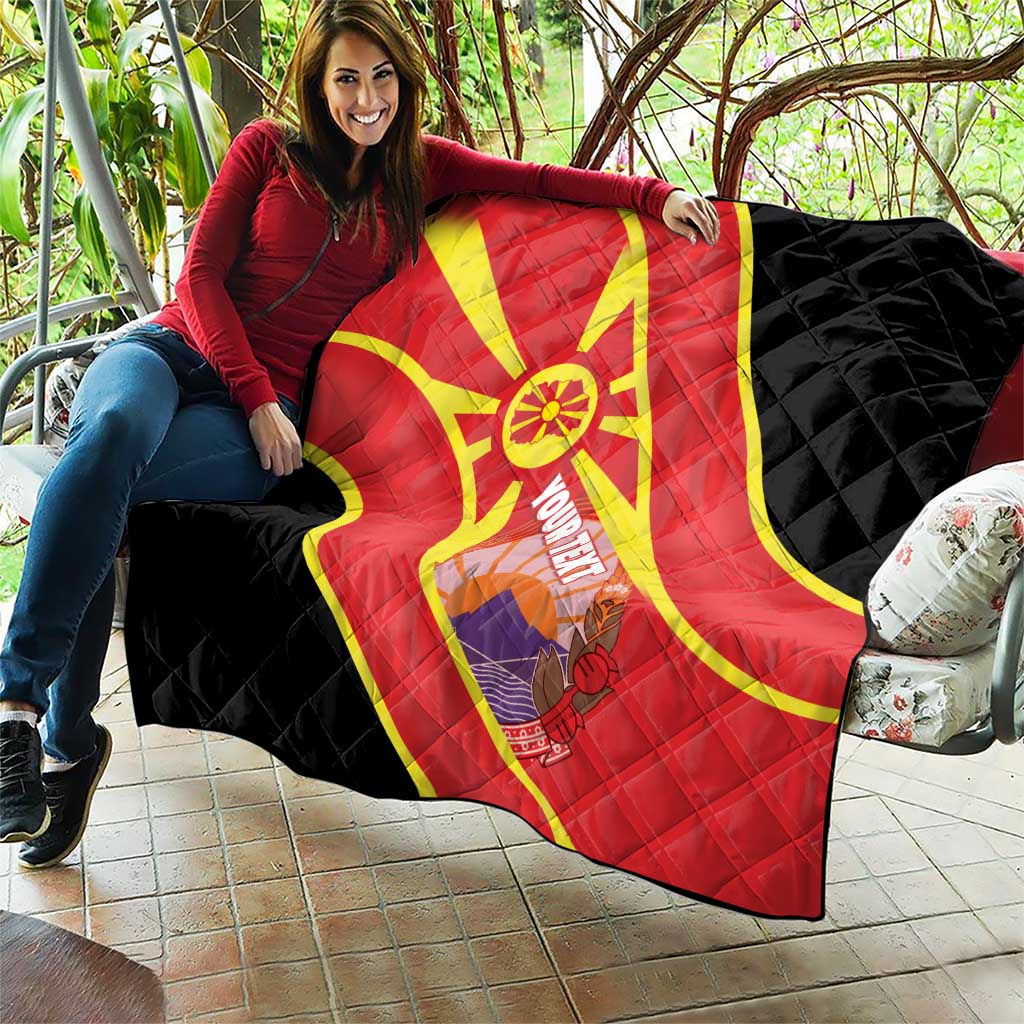 Personalised Macedonia National Day Quilt New Sun of Liberty Waves Style - Wonder Print Shop