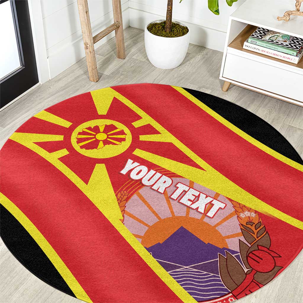 Personalised Macedonia National Day Round Carpet New Sun of Liberty Waves Style - Wonder Print Shop