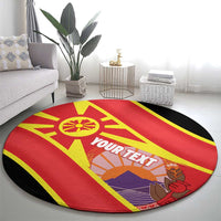 Personalised Macedonia National Day Round Carpet New Sun of Liberty Waves Style - Wonder Print Shop