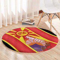 Personalised Macedonia National Day Round Carpet New Sun of Liberty Waves Style - Wonder Print Shop