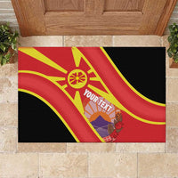 Personalised Macedonia National Day Rubber Doormat New Sun of Liberty Waves Style - Wonder Print Shop