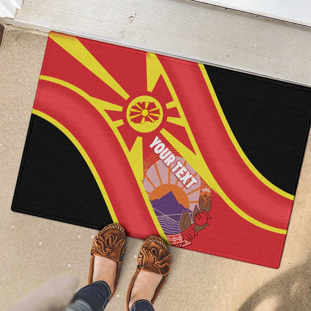 Personalised Macedonia National Day Rubber Doormat New Sun of Liberty Waves Style - Wonder Print Shop