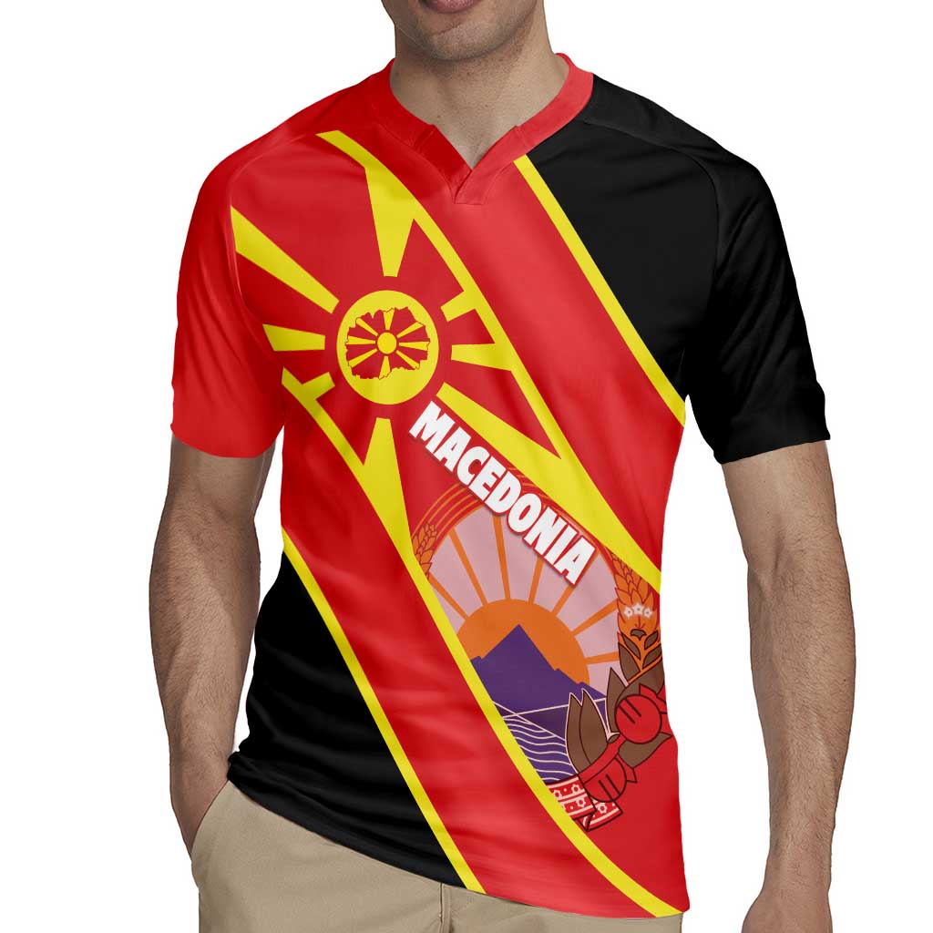 Personalised Macedonia National Day Rugby Jersey New Sun of Liberty Waves Style - Wonder Print Shop