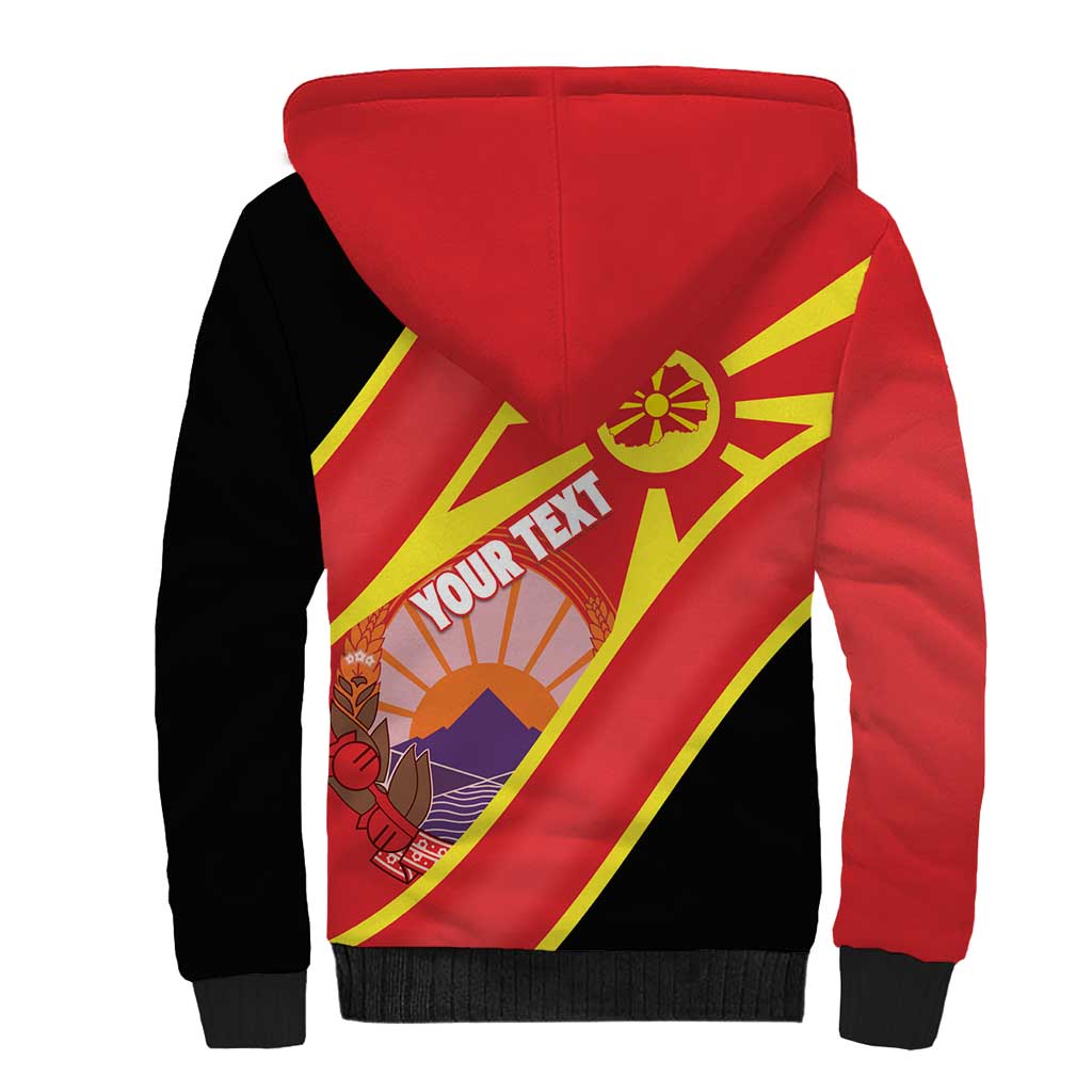 Personalised Macedonia National Day Sherpa Hoodie New Sun of Liberty Waves Style - Wonder Print Shop
