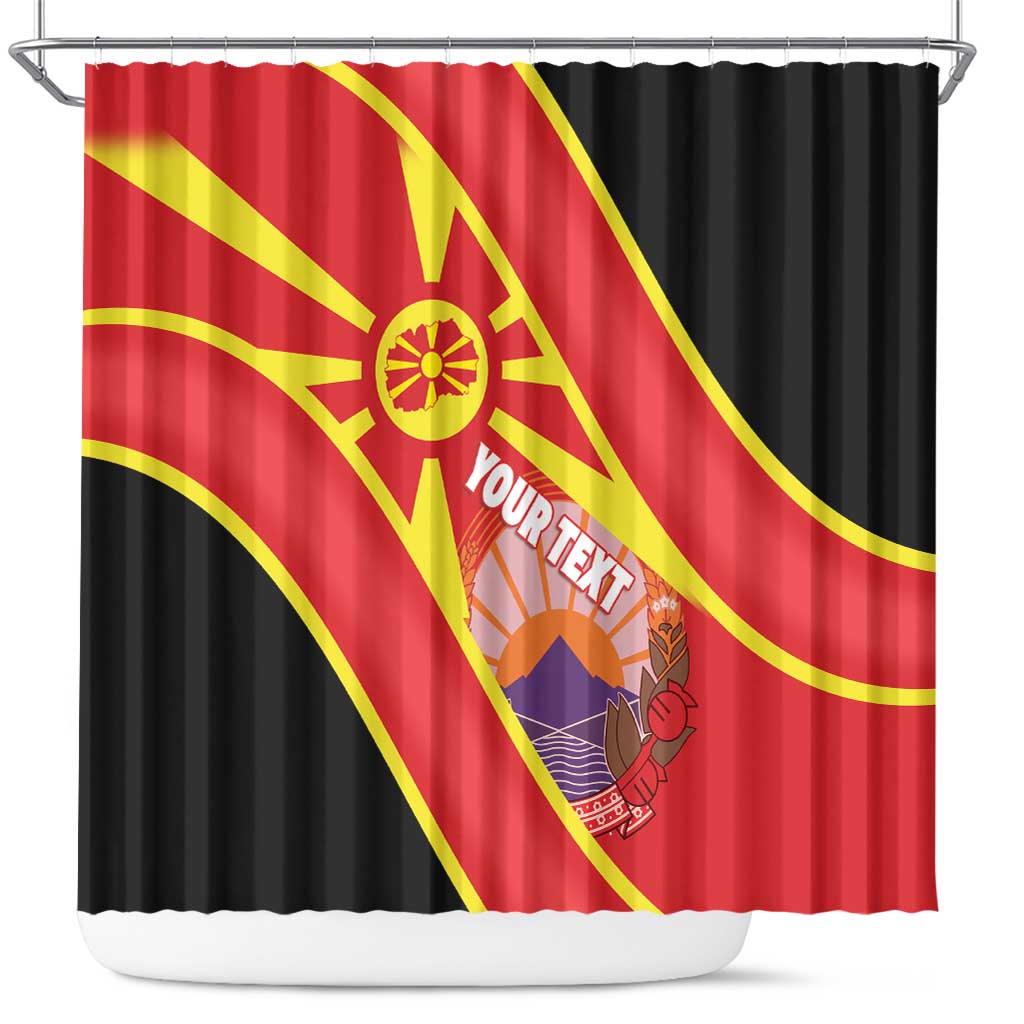Personalised Macedonia National Day Shower Curtain New Sun of Liberty Waves Style - Wonder Print Shop