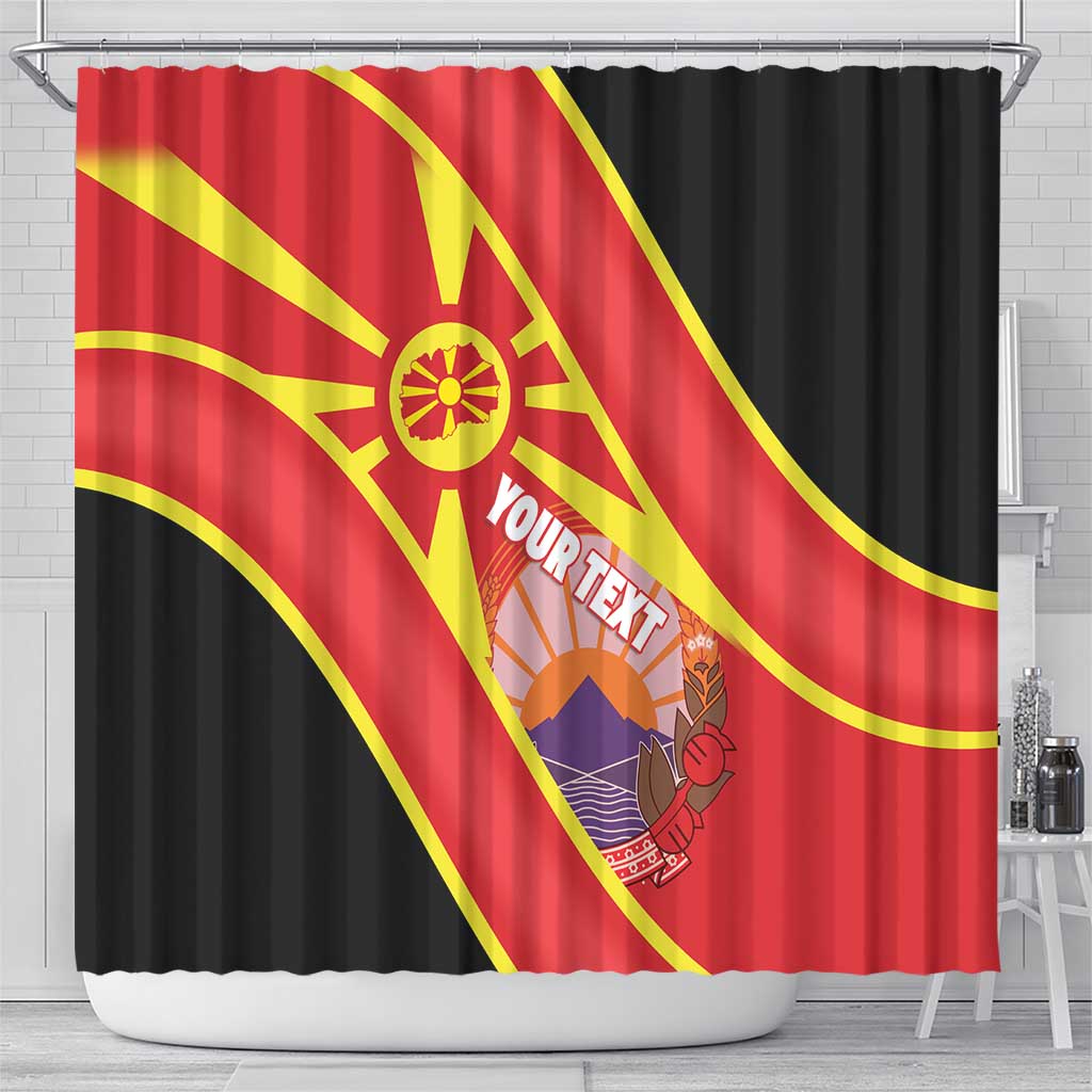 Personalised Macedonia National Day Shower Curtain New Sun of Liberty Waves Style - Wonder Print Shop