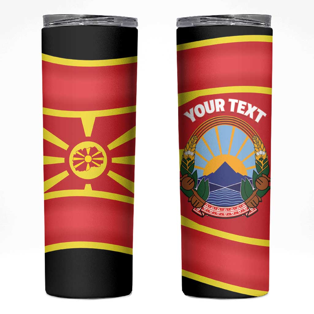 Personalised Macedonia National Day Skinny Tumbler New Sun of Liberty Waves Style - Wonder Print Shop
