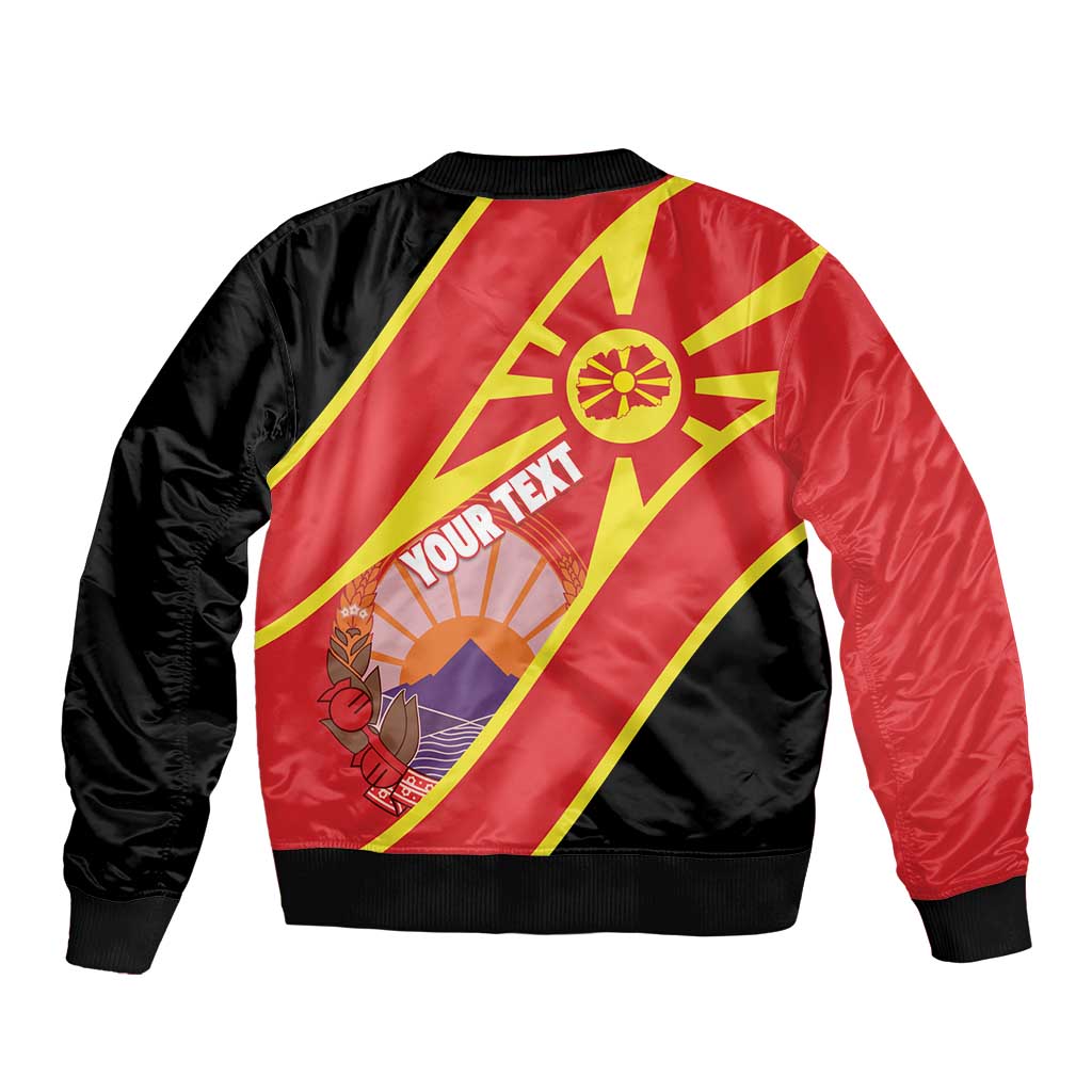 Personalised Macedonia National Day Sleeve Zip Bomber Jacket New Sun of Liberty Waves Style - Wonder Print Shop